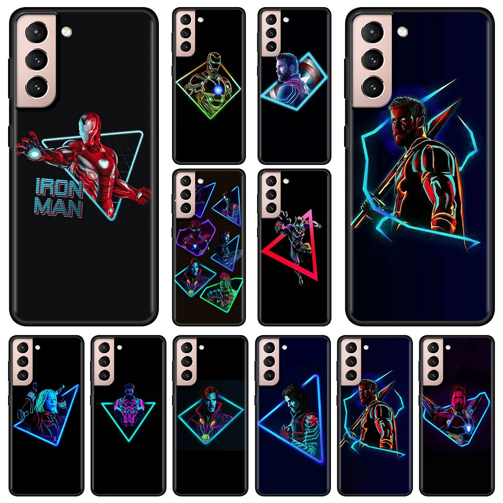 

Blue Marvel Black Phone Case For Samsung Galaxy S20 S21 FE Ultra S21 S20 S10 S9 S8 Plus S10 Lite S10e S7 Edge Fundas