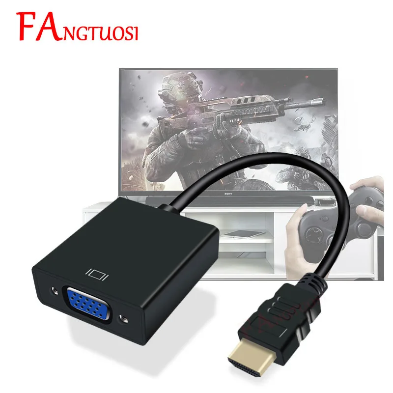 FANGTUOSI 1080P HDMI совместимый адаптер VGA Папа мама конвертер с видео и аудио кабелем для