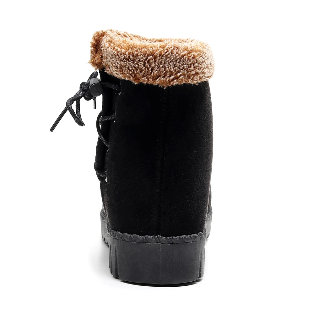 2019 теплые зимние ботинки женские ботильоны из флока на плоской подошве с