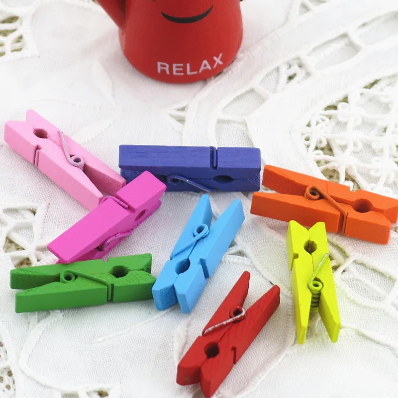 50 шт 35 мм красочные деревянные скрепки для бумаги фото зажимы сообщение Привязка карт Pin прищепка ремесло