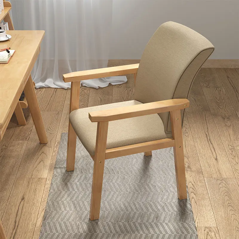 

Solid wood dining chair home Nordic modern minimalist cafe backrest armrest negotiation desk chair log leisure chair lounge