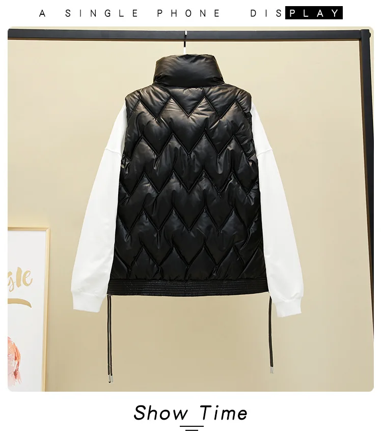 

2021 New Down Cotton Vest Female Short-term Student Korean Version of Loose Shoulder Wearing Vest Horse Clip Jacket waistcoat
