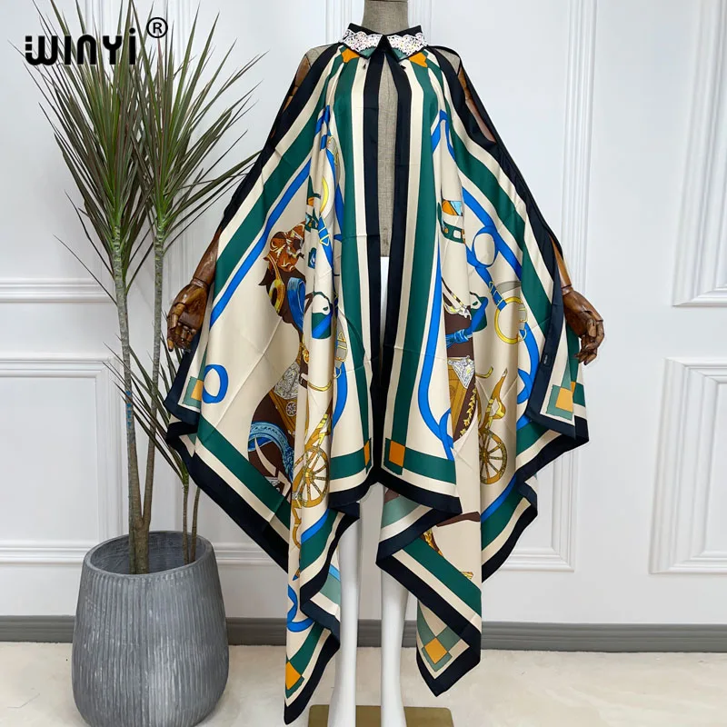 WINYI sukienka Fashion Summer kimono Dress free Size Women's Half Sleeve Floral Printed Elegant Casual Vacation Loose Dresses images - 6