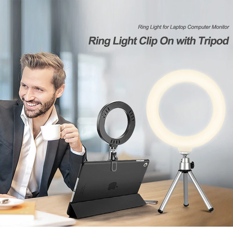 

16CM LED Ring Light With Tripod Holder Selfie Lamp Photo Ringlight Studio Makeup Video Live Photographic Lighting USB Leds Lamp