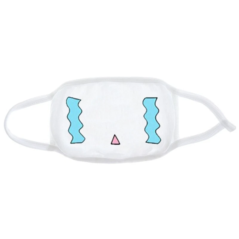 Blue Fashion Expression Mouth Mask Anime Cotton Mouth Mask Unisex Mask Mouth-muffle Dustproof Respirator Cute Anti-Dust Mouth Covers - Color: Blue