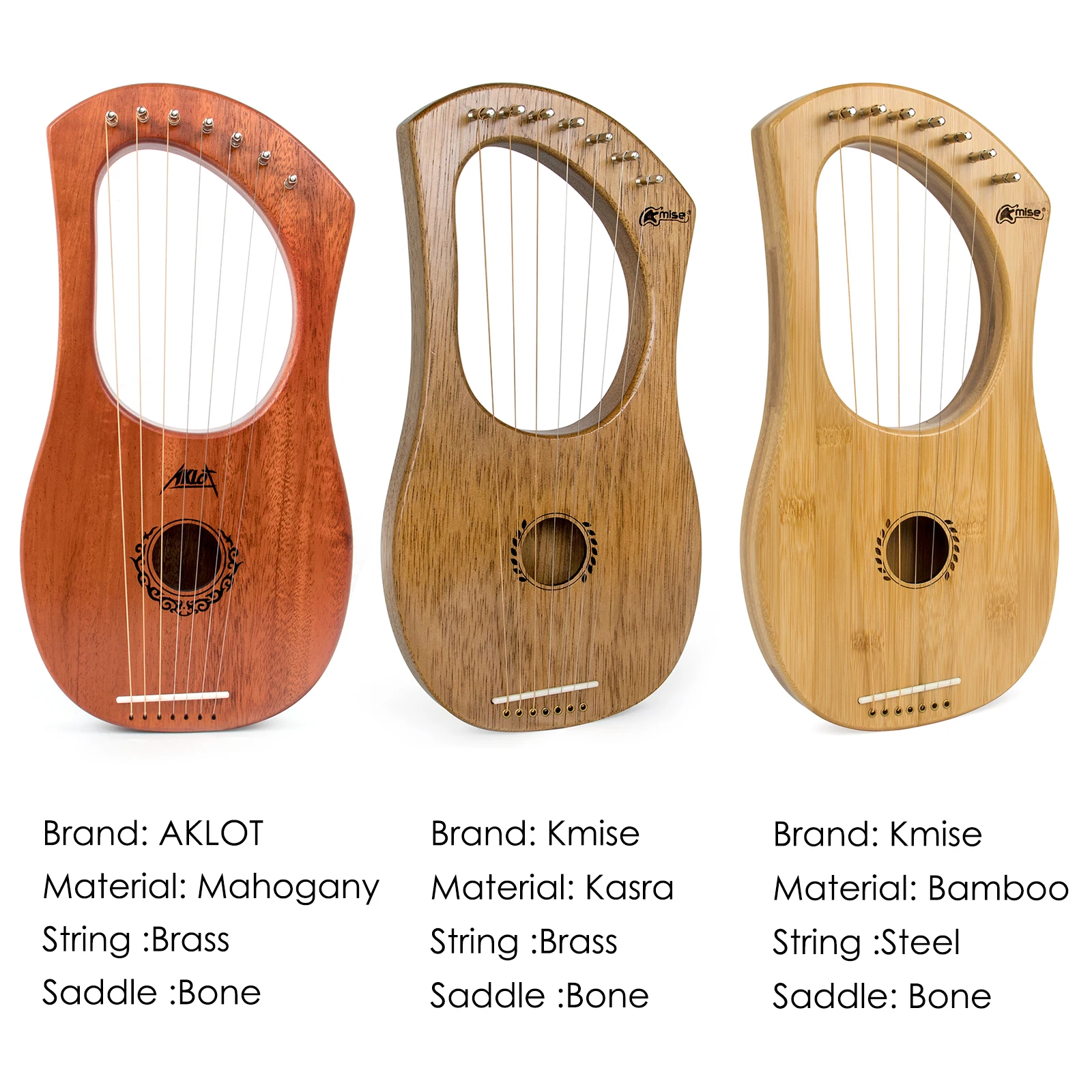 Lyre Harp 7 струнный инструмент гайка из красного дерева с гаечным ключом сумка для