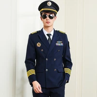 pilot uniform captain men dark blue suits security guard property workwear aeronautica militare pilot avion airline costume
