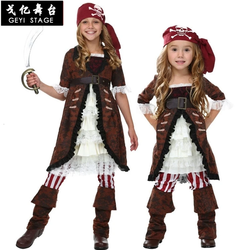 

Fret free caribbean pirates halloween costume for pirate children captain cosplay dominator pirate girl costume