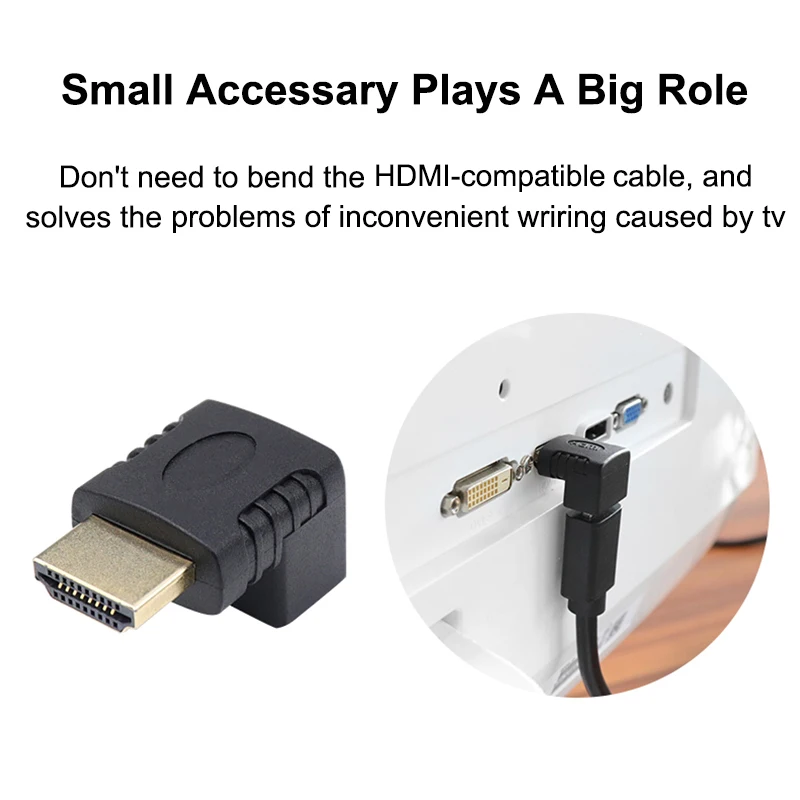 Совместимому с HDMI адаптер 90 270 градусов влево конвертер Папа мама расширитель для