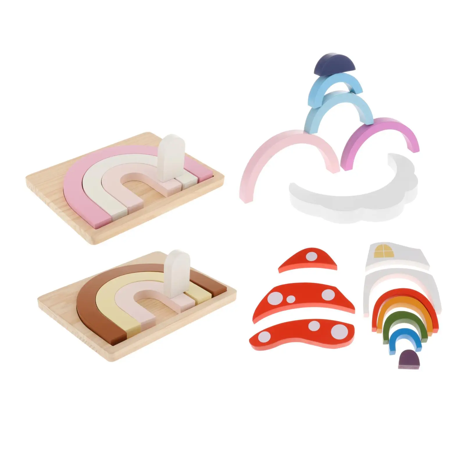

Wooden Rainbow Building Stacking Blocks Nesting Toys Gift for Toddlers Kids