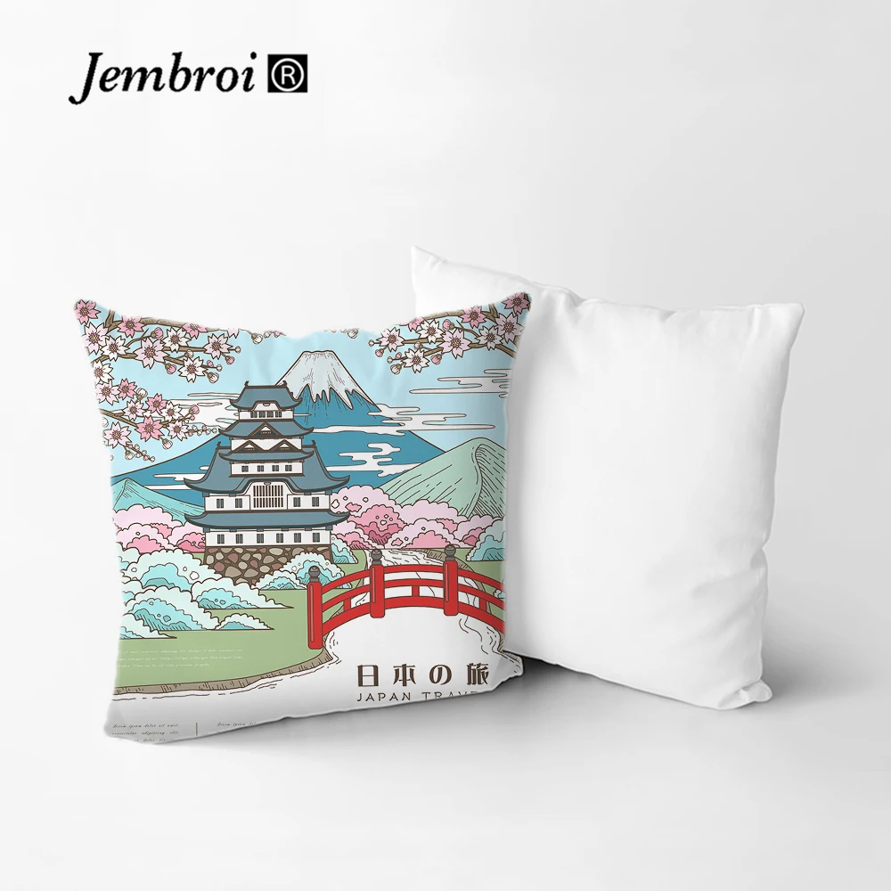 Односторонняя печать чехол для подушки из полиэстера Япония лошадь птица цветок