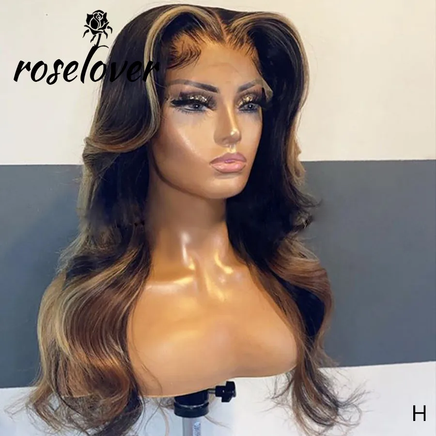 Парики из натуральных волос на сетке спереди 180% для женщин парик хайлайтера