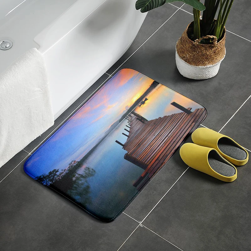 

Beach Seaside Views Bathroom Door Mats Home Decoration Bath Kitchen Bedside Anti-slip Mats High-quality Thick Hairy Carpet Rug