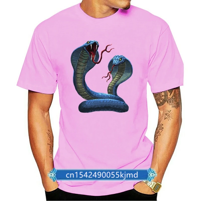 

Crazy Twin Cobras Painting Black Blue T-Shirt For Men Short Sleeve Top Quality Cotton Tee Shirt Funky Cartoon Designer