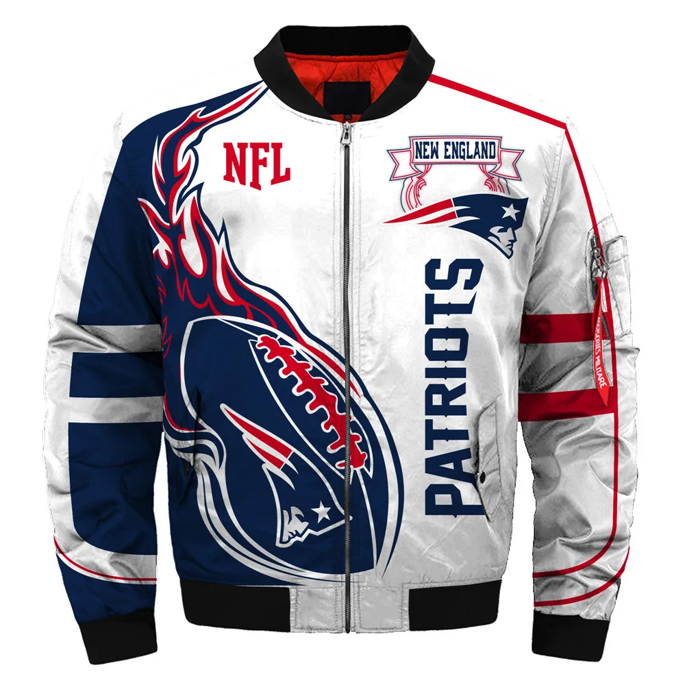 40044 New England Patriots bomber jacket Fashion men's winter coat - Цвет: 40044