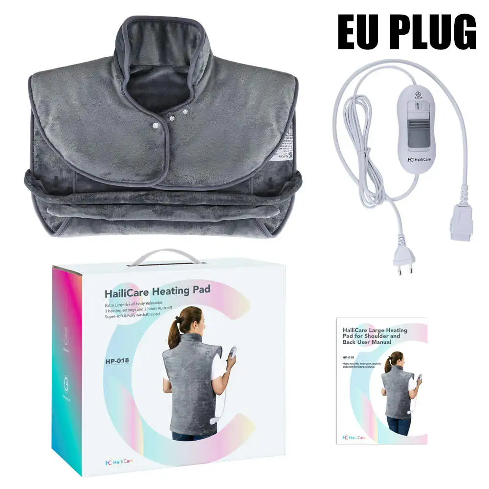 EU PLUG Электрическая грелка для спины и шеи, защита от боли в плечах, быстрая термотерапия, мыс, моющееся нагревательное одеяло с защитой от перегрева - Цвет: EU PLUG