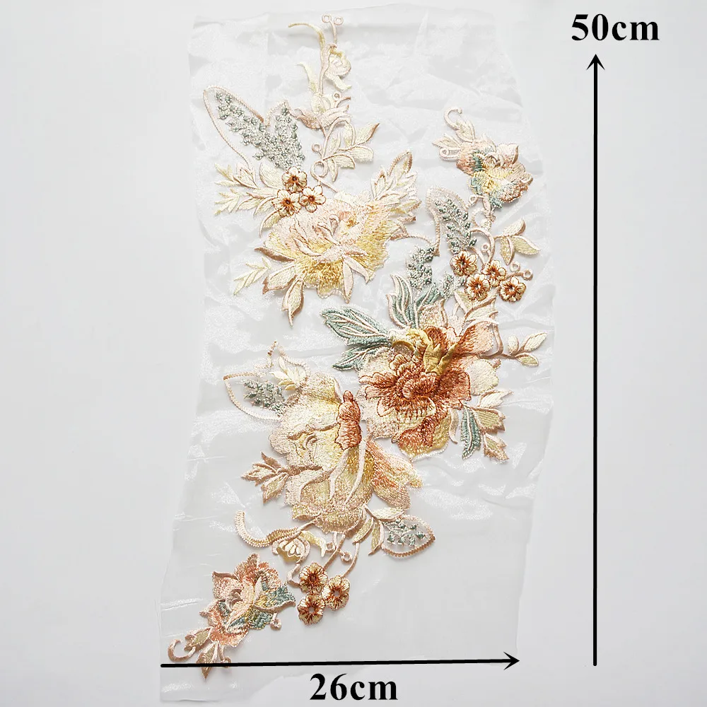 Большой вышитый кружевной цветок аппликация шитье цветочный воротник нашивка