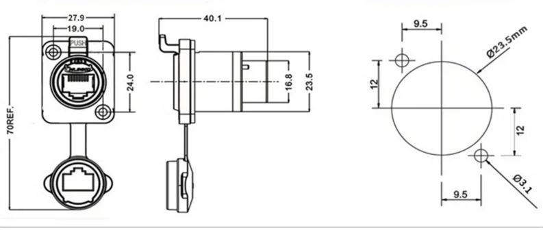RJ45 водонепроницаемый разъем гнездовые панельные монтажные розетки RJ45 Ethernet разъем IP65 прямой RJ45 Тип