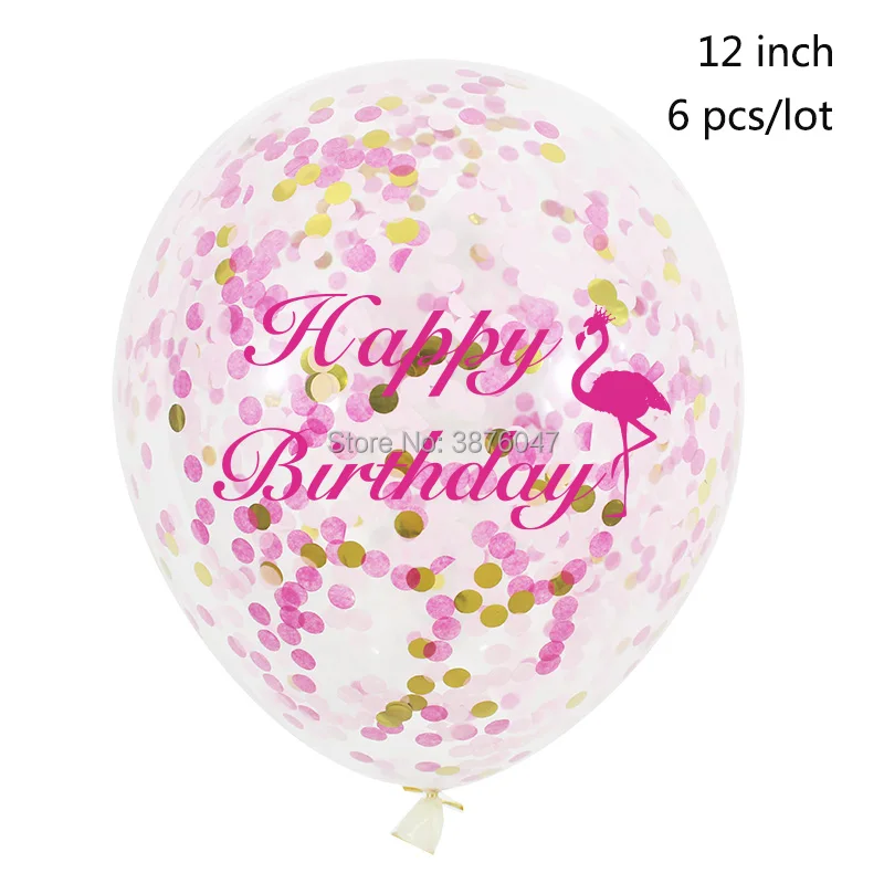 happy birthday 6 шт./партия воздушные шары Фламинго девушка розовый прозрачный конфетти с днем рождения вечерние украшения давайте Фламинго Bachelor вечерние воздушные шары - Цвет: happy birthday