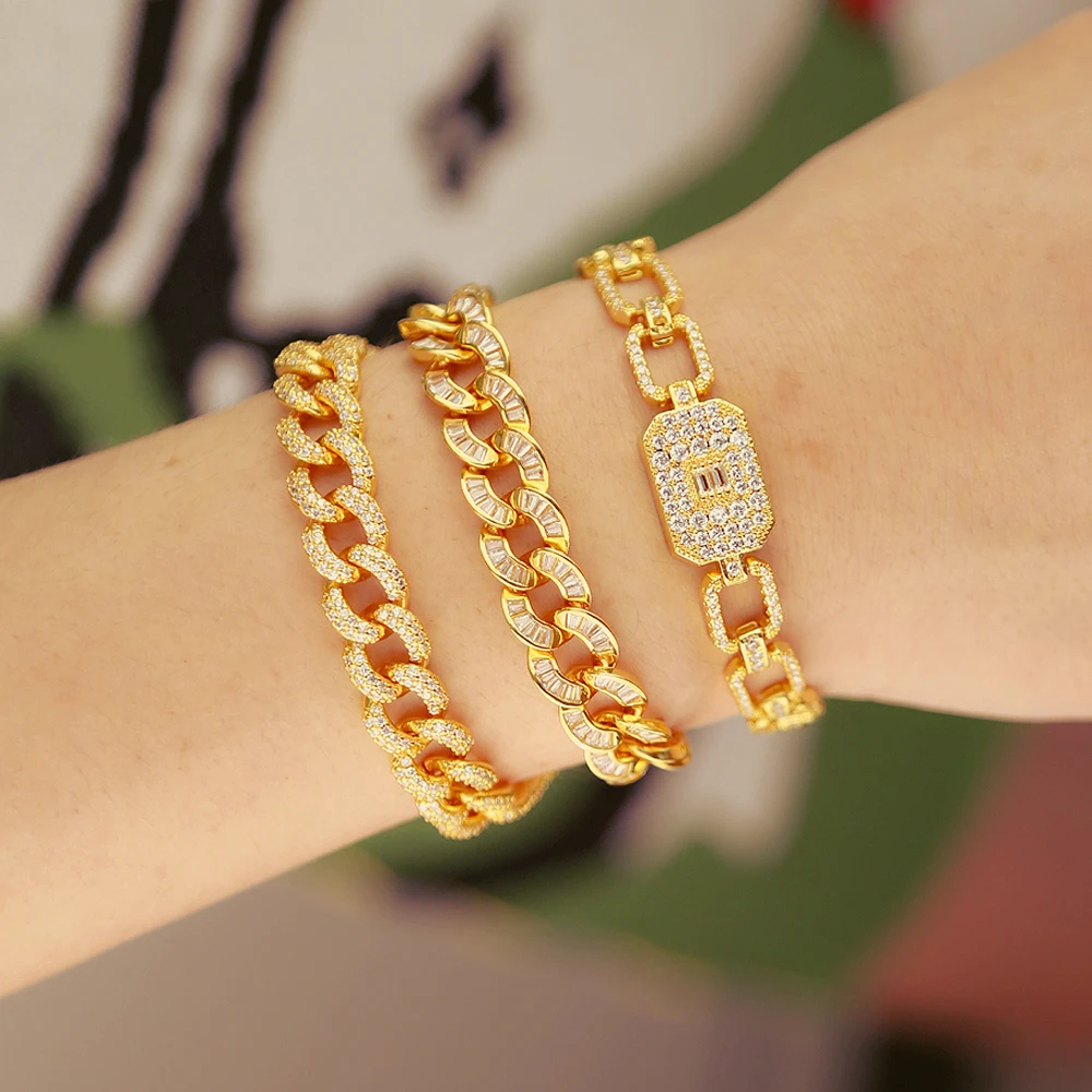 16 5 см Мужская и Женская Циркон Снаряженная кубинская связь браслет хип хоп