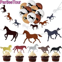 horse cake toppers horse racing banner farm animal theme parties decoration baby shower favors birthday party supplies
