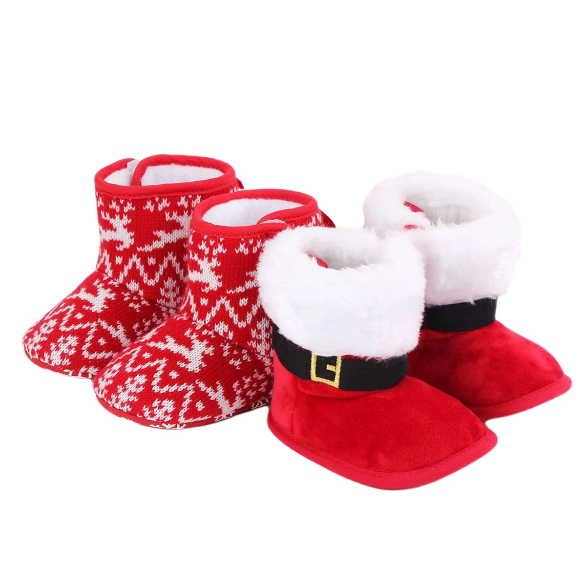 

Nowflake Santa Design Winter Warm Slippers Anti-Slip Infant Newborn Booties Santa