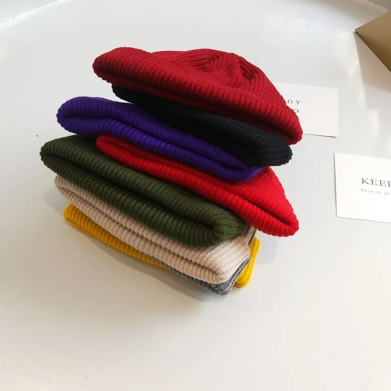 

2021 Unisex Sailor Biker Cap Streetwear Pumpkin Vintage Navy Brimless Beanies Hat Melon Sailor Casual Short Harajuku Cap SL-06