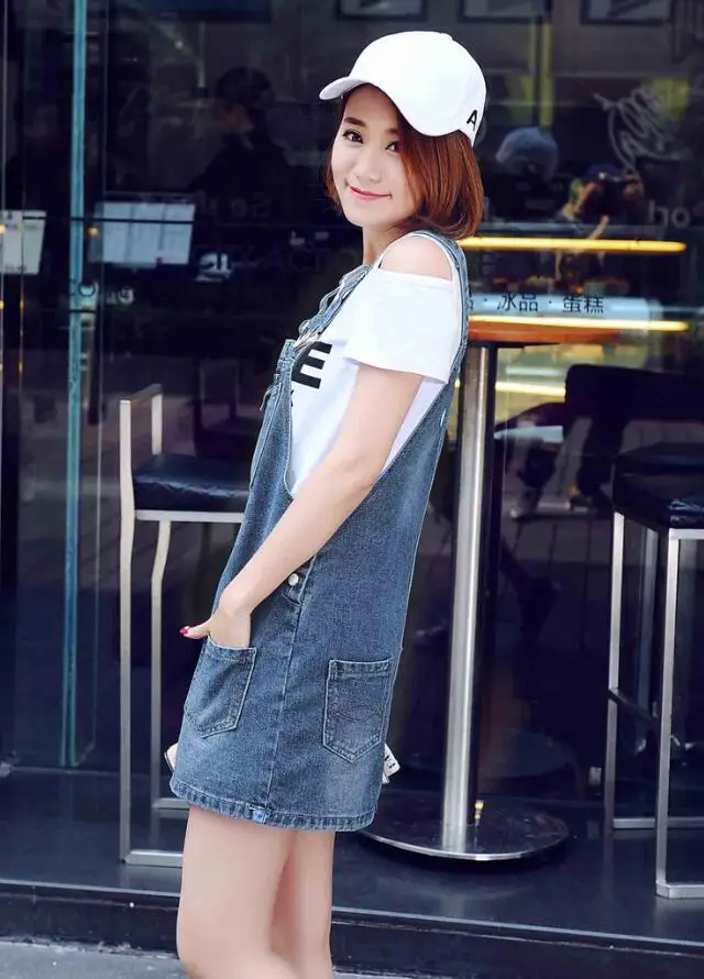2021 new women denim dress girls Casual loose overalls sundress female fashion kirean jeans dresses w817 | Женская одежда