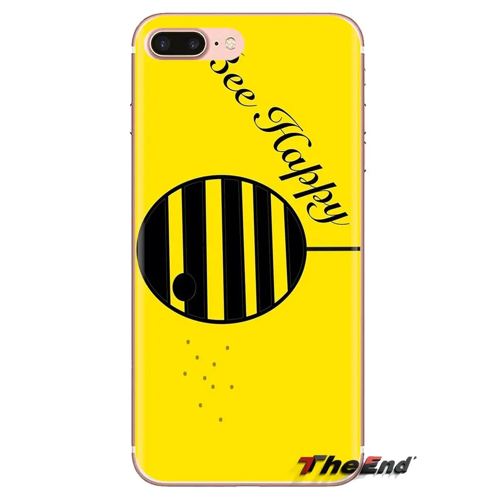 Cartoon Little Yellow Bee Happy Transparent TPU Covers For Samsung Galaxy J1 J2 J3 J4 J5 J6 J7 J8 Plus 2018 Prime 2015 2016 2017 |
