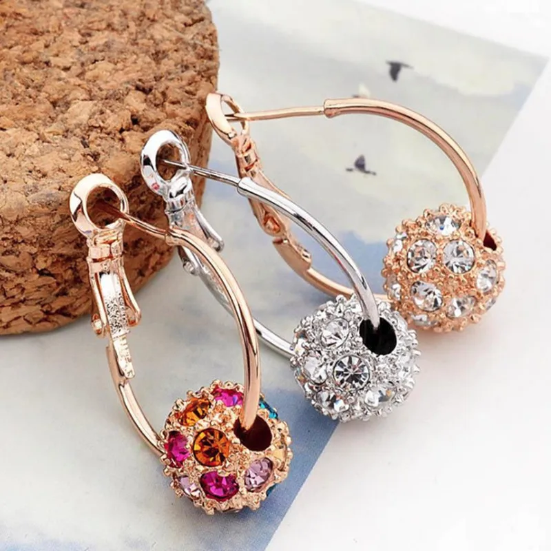 

Crystal ball stud earrings women's earrings high quality accessories Simple fashion jewelry 2021 fashion jewelry gifts