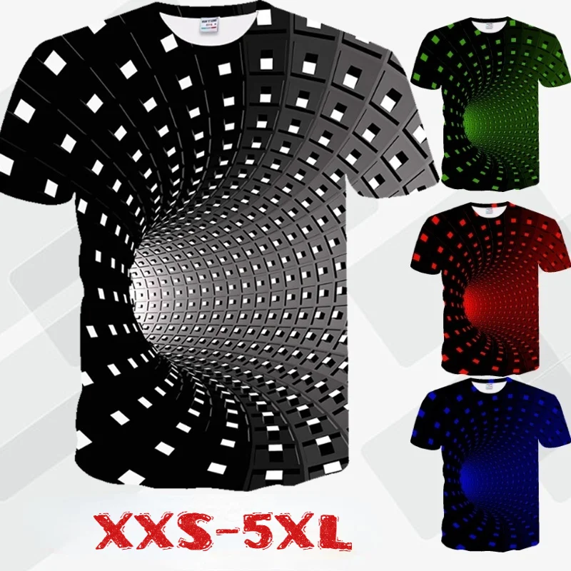 

Newest Mens Fashion 3D Printing Black And White Vertigo Hypnotic Unisxe Funny Short Sleeved Tees XXS-5XL