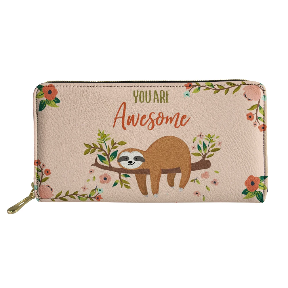 

Binienty Wallet for Women Cute ground sloth Girls luxe 2021 New Ladies Leather Clutch Purse Passport Cover Bags wallet women