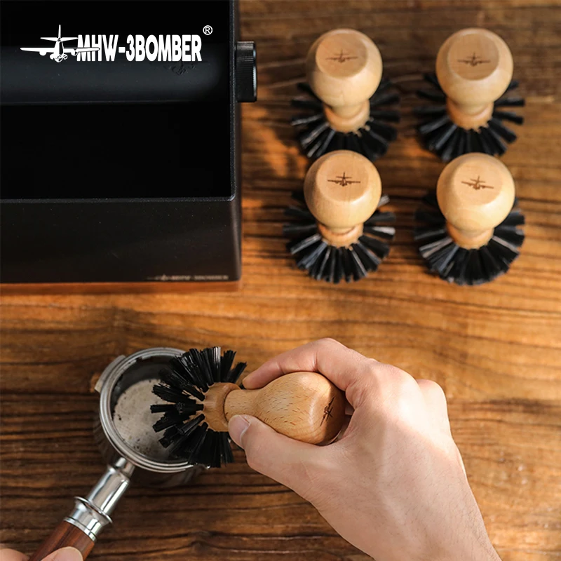 Cepillo de caf&eacute; Protafilter, M&aacute;quina trituradora, cepillo de limpieza de pelo de caballo, recogedor de polvo de madera, cesta, herramientas de caf&eacute; Barista-5