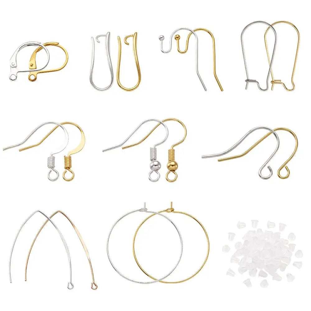 

DIY Earrings Accessories kits with Earring Hooks Leverback Plastic Ear Nuts Jewelry findings about 180pcs/box