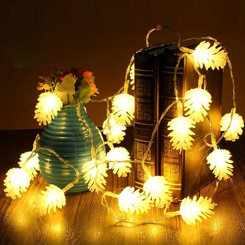

10leds 20leds 40leds Battery operated Pinecone LED String Lights Outdoor Garden New Year Wedding Party christmas holiday lights