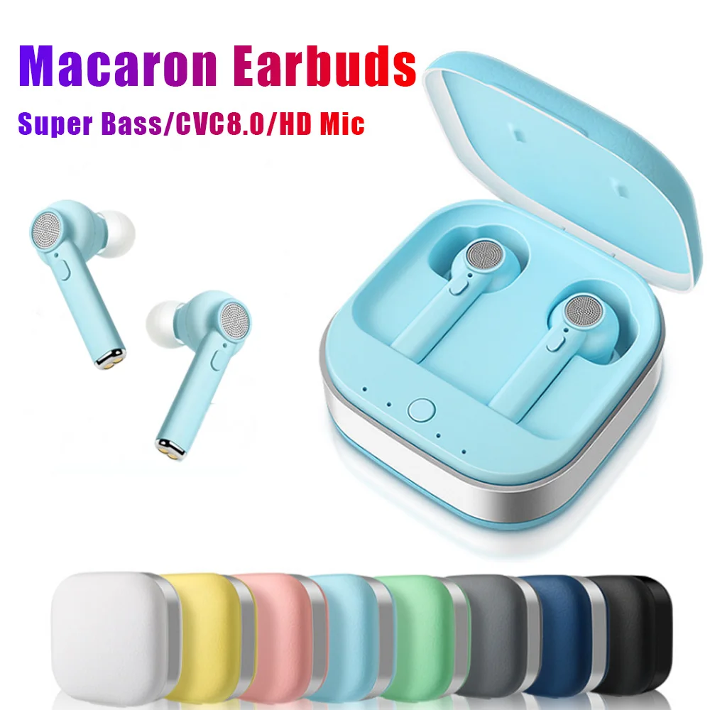2020 продукт D021 TWS Macaron цветные беспроводные наушники Bluetooth 5 0 Super Bass Sound гарнитуры PK