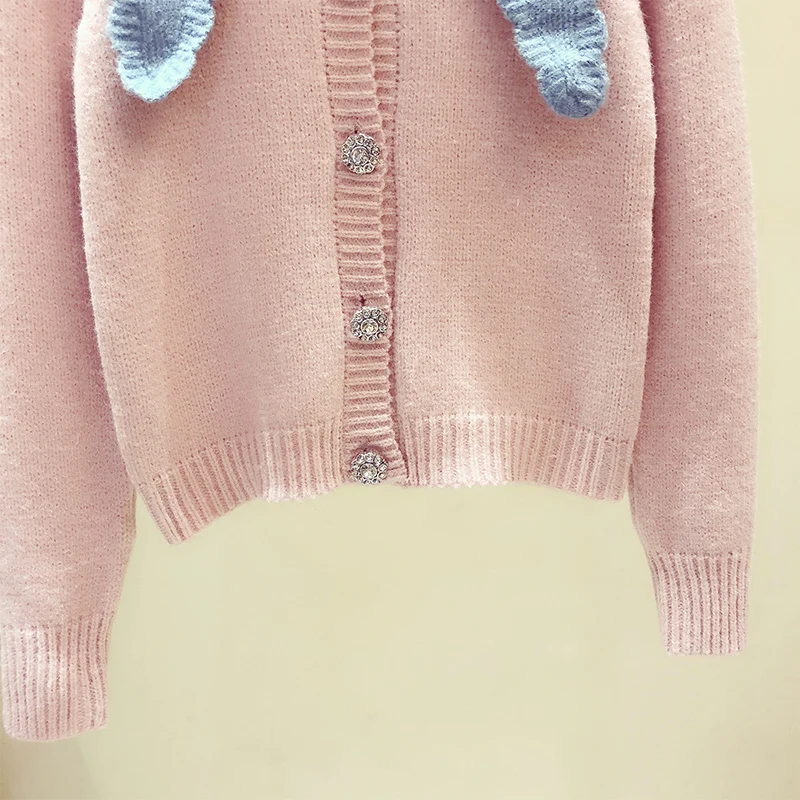 

Sweet Doll Collar Drill Buckle Knitted Cardigan for Women 2020 Autumn and Winter New Casual Female Lady Sweater Coat Short