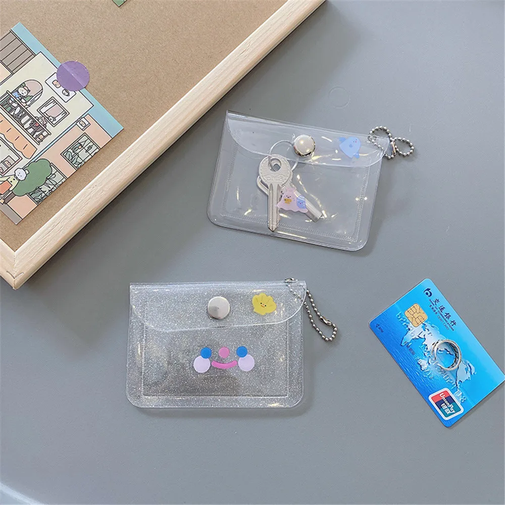 

1 Pc Cute Transparent Waterproof PVC Bag Card Case Business Card Holder Women Credit Card Bag ID Card Mini Wallet Coin Purse