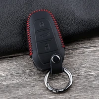leather car key case cover for peugeot 301 308 408 208 2008 3008 508 407 307 107 207 for citroen c4 c5 c3 c8 xsara accessories