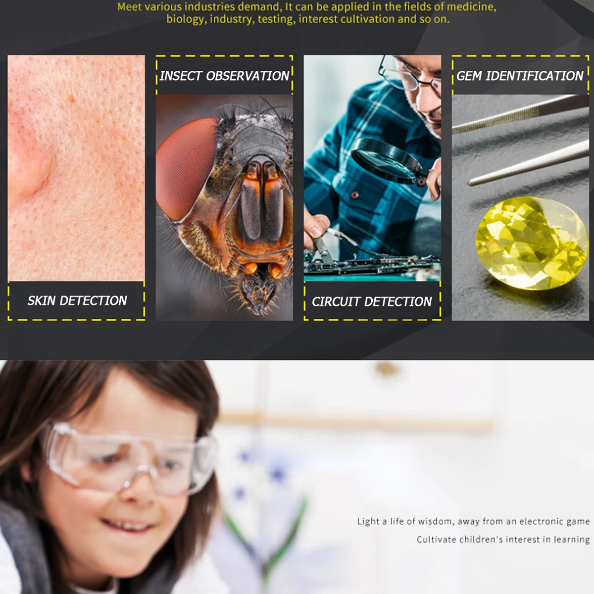 Цифровой микроскоп HD 2 миллиона пикселей схема увеличения 50 ~ 1000 раз/проверка