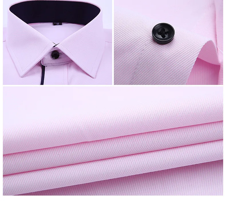 S~ 8XL Лето Плюс Размер без нагрудного кармана короткий рукав твил сплошной slim fit Мужская одежда рубашки легкий уход черная кнопка