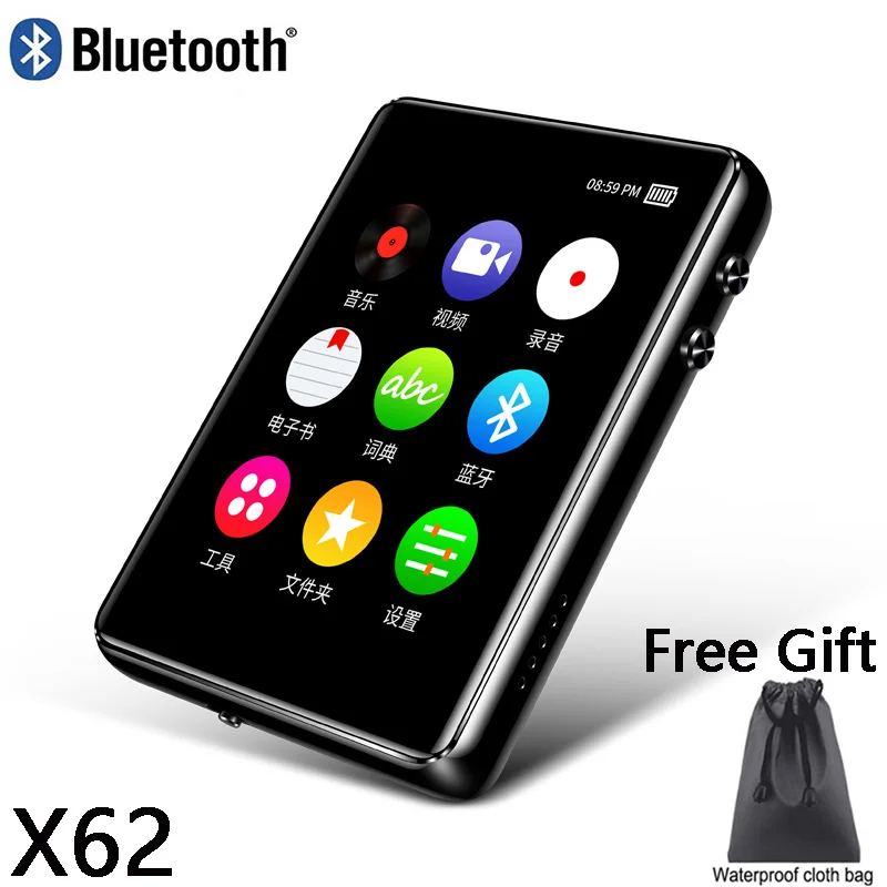 

Bluetooth 5.0 MP4 Player 8G 16G 32G 64G 2.4 inch Full Touch Screen FM Radio Recording E-book Music Video Player Built-in Speaker