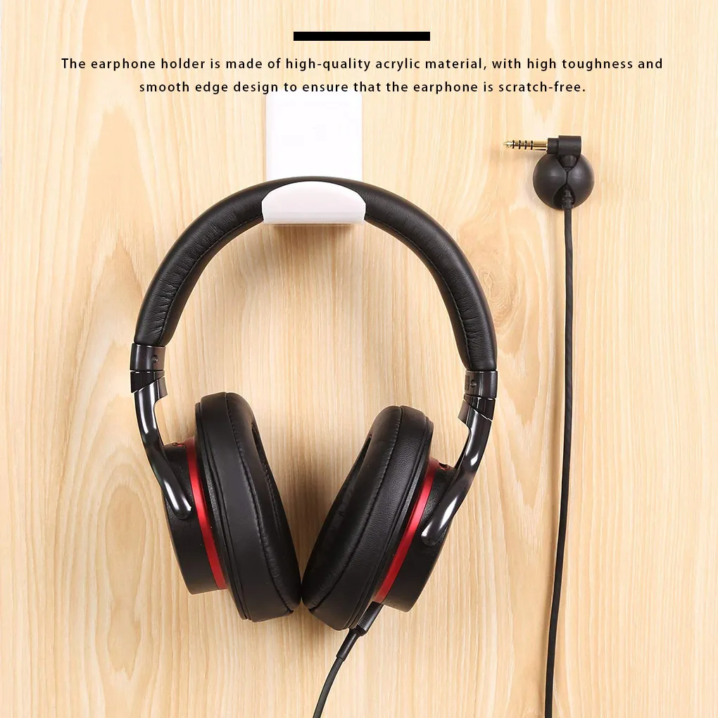 Sticker Acrylic Headphone Wall Hanger Computer Headset Earphone Display Holder Acrylic Wall Mounted Hook Sticky Display Stand
