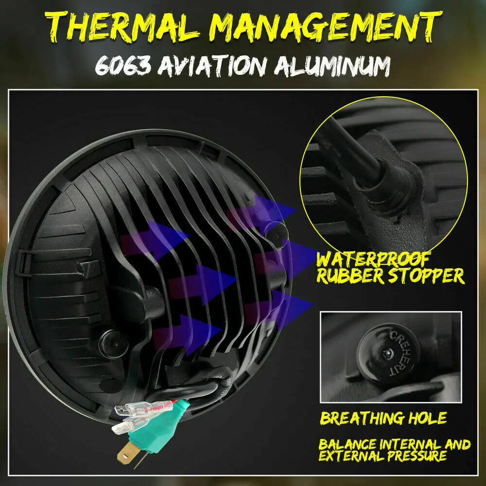 Круглый светодиодный налобный фсветильник рь 400 Вт 7 дюймов Ближний/Дальний свет