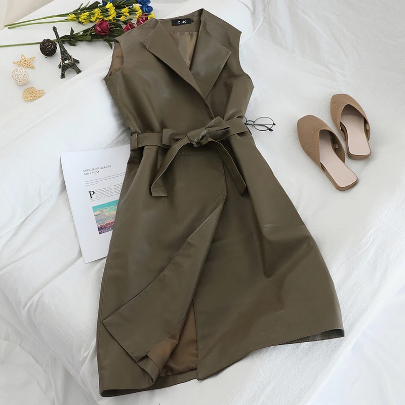 Gagarich женские жилеты без рукавов средней длины с поясом на талии женский