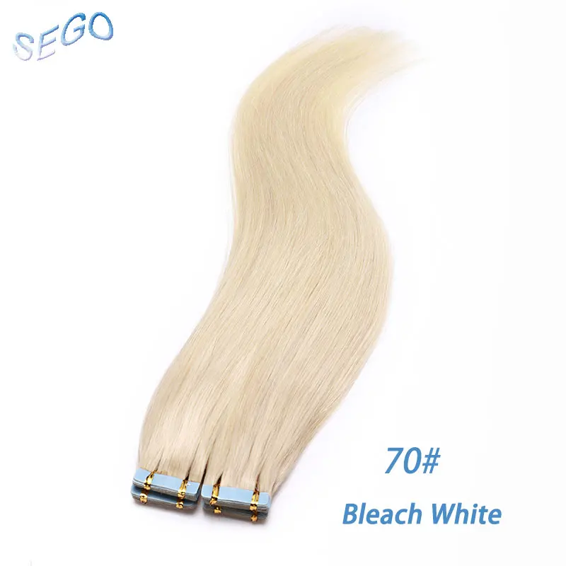 SEGO1"-24" 2,5 г/шт. 10/20 шт. волосы на Клейкой Ленте имитирующей кожу волосы, прямые, лента(с чешуйками в одном направлении), опт, не Волосы remy двусторонний скотч волосы для увеличения объема - Цвет: 70