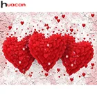 Алмазная живопись Huacan, полная вышивка, цветок, сердце, мозаика, пейзаж, вышивка крестиком, украшение для дома