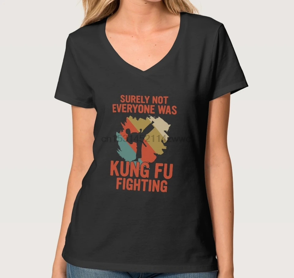 Женская футболка с V-образным вырезом конечно не все было в кунг-фу | Мужская