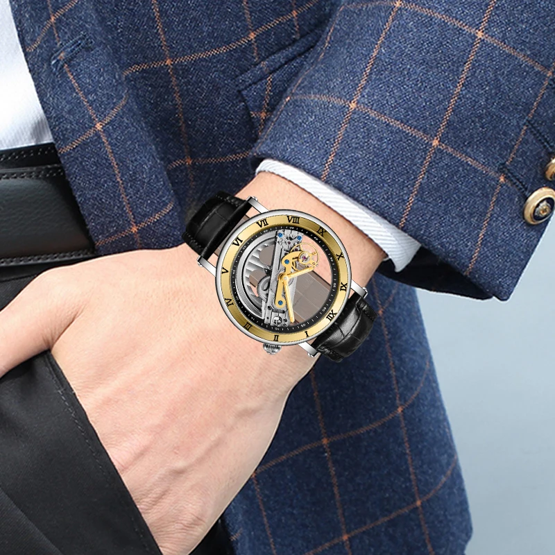

Forsining Skeleton Watches Mechanical Automatic Watch Men Tourbillon Sport Clock Casual Business Moon Wrist Watch Relojes Hombre