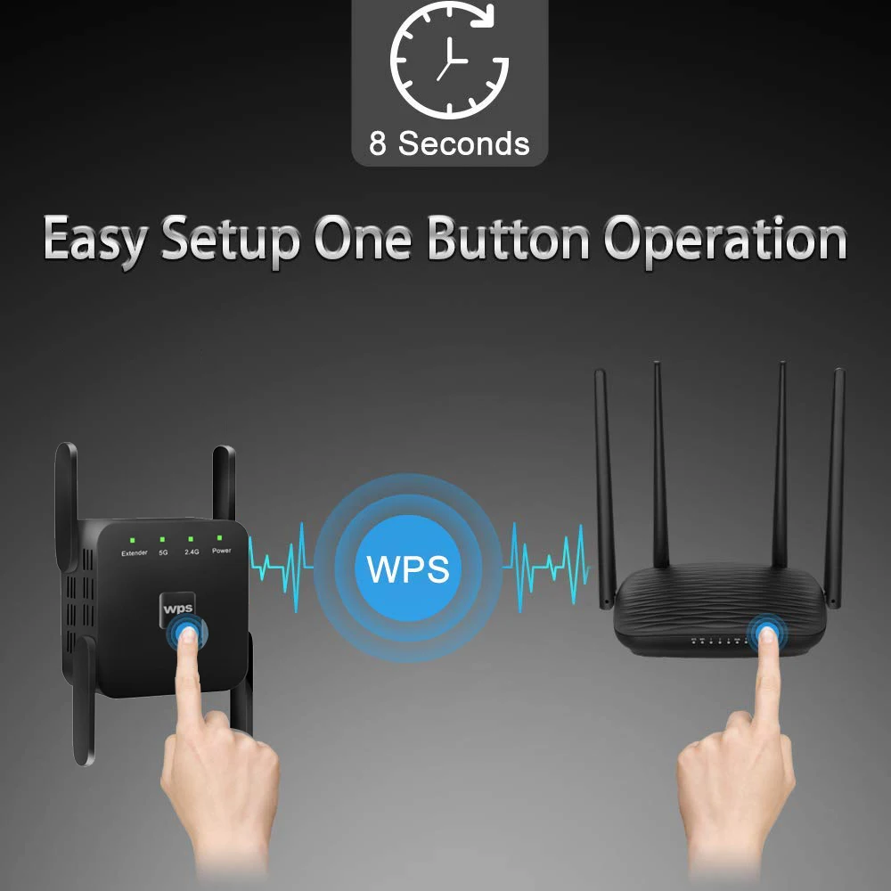 Беспроводной Wi-Fi репитер расширитель 2 4G/ 5G усилитель WiFi 300/1200 Мбит/с большой